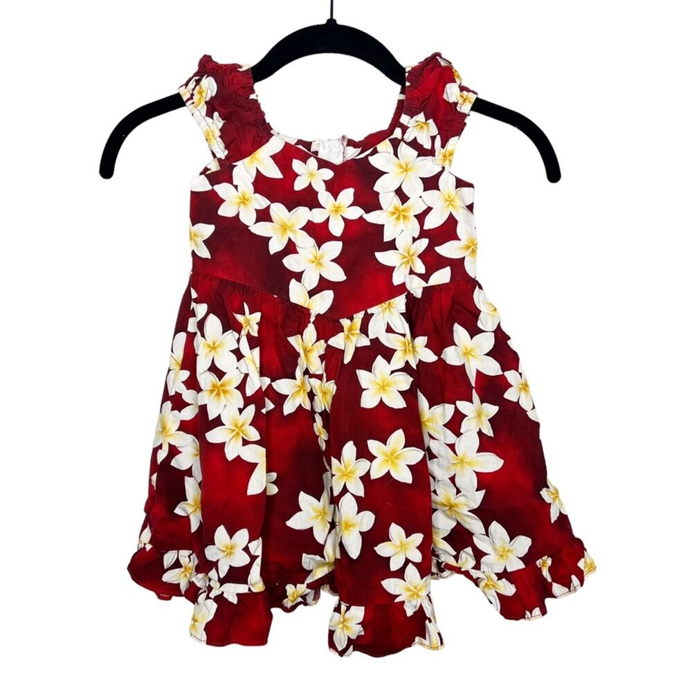 ROYAL HAWAIIAN CREATIONS / red white yellow ruffle floral dress / 2